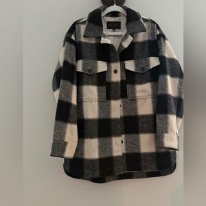 Banana Republic Black and Cream Plaid Jacket